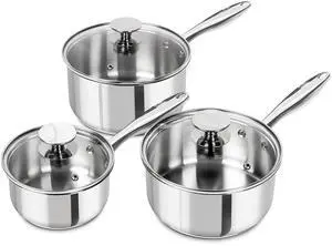 Stainless Steel Saucepan Set with Lids 1QT & 2QT & 3QT, Stainless Steel Sauce Pot Set 6pcs, Induction Saucepans, Nonstick Sauce Pan Set, Dishwasher Safe Stainless Steel Saucepan Set with Lids 1QT & 2QT & 3QT, Stainless Steel Sauce Pot Set 6pcs, Induction Saucepans, Nonstick Sauce Pan Set, Dishwasher Safe