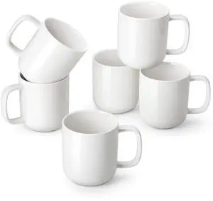 Porcelain Coffee Mugs Set, 16 oz Ceramic Coffee Cups for Americano Hot Tea Iced Coffee Cold Brew Cocoa Milk Mugs Set of 6, Dishwasher & Microwave Safe, White Porcelain Coffee Mugs Set, 16 oz Ceramic Coffee Cups for Americano Hot Tea Iced Coffee Cold Brew Cocoa Milk Mugs Set of 6, Dishwasher & Microwave Safe, White