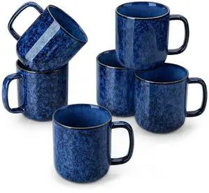 STARRY Coffee Mugs Set, 16 oz Ceramic Coffee Cups for Americano Hot Tea Iced Coffee Cold Brew Cocoa Milk Stoneware Mugs Set of 6, Dishwasher & Microwave Safe, Blue STARRY Coffee Mugs Set, 16 oz Ceramic Coffee Cups for Americano Hot Tea Iced Coffee Cold Brew Cocoa Milk Stoneware Mugs Set of 6, Dishwasher & Microwave Safe, Blue