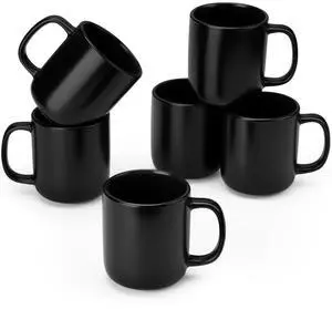 Stoneware Coffee Mugs Set, 16 oz Ceramic Coffee Cups for Americano Hot Tea Iced Coffee Cold Brew Cocoa Milk Mugs Set of 6, Dishwasher & Microwave Safe, Matte Black Stoneware Coffee Mugs Set, 16 oz Ceramic Coffee Cups for Americano Hot Tea Iced Coffee Cold Brew Cocoa Milk Mugs Set of 6, Dishwasher & Microwave Safe, Matte Black