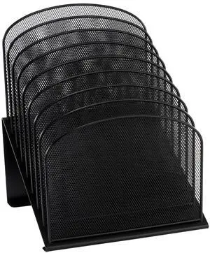Onyx Desk Organizer, 8 Tiered Vertical Compartments, Office and Classroom Mailbox , Paper and Mail Sorter, Steel Mesh, Black Onyx Desk Organizer, 8 Tiered Vertical Compartments, Office and Classroom Mailbox , Paper and Mail Sorter, Steel Mesh, Black