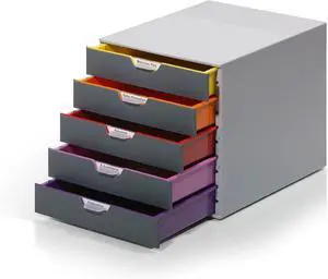Varicolor 5 Drawer Unit - Gray Desktop Drawer Set with 5 Color Coded Draws - Perfect for Storing Documents and Paper Work Varicolor 5 Drawer Unit - Gray Desktop Drawer Set with 5 Color Coded Draws - Perfect for Storing Documents and Paper Work