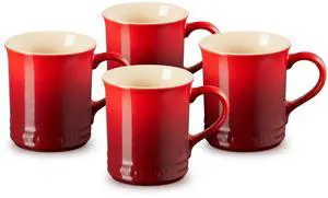 Stoneware Set of 4 Mugs, 14 oz. each, Cerise Stoneware Set of 4 Mugs, 14 oz. each, Cerise