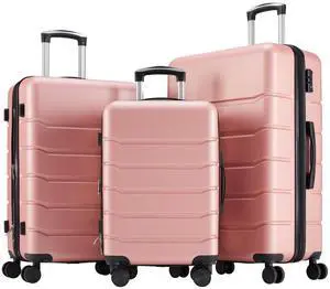 3-Piece Suitcase Set, Hardside Luggages with Spinner Wheels, Lightweight ABS Hard Shell Travel Luggage, Expandable Carry-On Suitcase with TSA Approved Lock Pink(20+24+28 Inch) 3-Piece Suitcase Set, Hardside Luggages with Spinner Wheels, Lightweight ABS Hard Shell Travel Luggage, Expandable Carry-On Suitcase with TSA Approved Lock Pink(20+24+28 Inch)