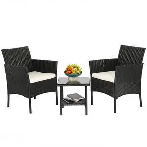 Wicker Outdoor Furniture Patio Furniture Set of 3 Rattan Patio Chairs Outdoor Chairs Patio Conversation Set with Coffee Table for Yard Backyard Lawn Porch Poolside Balcony,Black Wicker Outdoor Furniture Patio Furniture Set of 3 Rattan Patio Chairs Outdoor Chairs Patio Conversation Set with Coffee Table for Yard Backyard Lawn Porch Poolside Balcony,Black