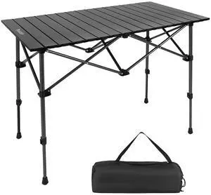 Camping Table Folding Portable Camp Aluminum Fold Up Lightweight Roll Up Table Adjustable Height with Carry Bag Indoor Outdoor for Camping, Picnic, Backyard, BBQ, Patio, Black Camping Table Folding Portable Camp Aluminum Fold Up Lightweight Roll Up Table Adjustable Height with Carry Bag Indoor Outdoor for Camping, Picnic, Backyard, BBQ, Patio, Black