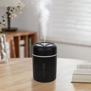Portable Mini Humidifier, 300ml USB Cool Mist Small Humidifier with Colorful Lights. Perfect for Bedroom, Office, Plants, travel & Car (Black) Portable Mini Humidifier, 300ml USB Cool Mist Small Humidifier with Colorful Lights. Perfect for Bedroom, Office, Plants, travel & Car (Black)