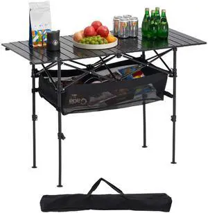 VEVOR Folding Camping Table, Portable Roll Up Side Tables, Lightweight Aluminum Beach Table for Outdoor BBQ Tailgating Picnic, Travel (47 inch-Black) VEVOR Folding Camping Table, Portable Roll Up Side Tables, Lightweight Aluminum Beach Table for Outdoor BBQ Tailgating Picnic, Travel (47 inch-Black)