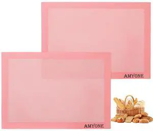 AMYONE Perforated Baking Mats, 2 PCS Pink Eclair Silicone Mat for Half Sheet, Non-Stick Reusable Oven Liners for Making Bread/Pizza/Pastry/Cookie 11 5/8" x 16 1/2", Sakura Pink AMYONE Perforated Baking Mats, 2 PCS Pink Eclair Silicone Mat for Half Sheet, Non-Stick Reusable Oven Liners for Making Bread/Pizza/Pastry/Cookie 11 5/8" x 16 1/2", Sakura Pink