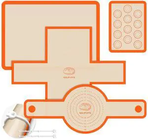 Silicone Baking Mat Set of 4, Nonstick Reusable Silicone Bread Sling & Loaf Pan Liners for Bread, Macaron Baking Mat for Macarons, Pastry Silicone Baking Mat Set of 4, Nonstick Reusable Silicone Bread Sling & Loaf Pan Liners for Bread, Macaron Baking Mat for Macarons, Pastry