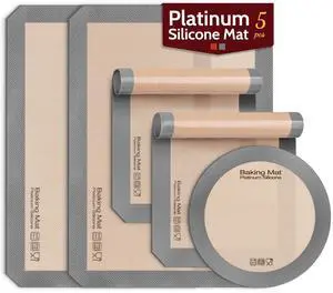 Silicone Baking Mat - Sopito Platinum Silicone - Non-Stick, Food Safe, Reusable Baking Sheet Liner, 5Pcs Set for Half Sheet Size Tray & Quarter Size Tray and 9'' Pizza pan, Grey Silicone Baking Mat - Sopito Platinum Silicone - Non-Stick, Food Safe, Reusable Baking Sheet Liner, 5Pcs Set for Half Sheet Size Tray & Quarter Size Tray and 9'' Pizza pan, Grey