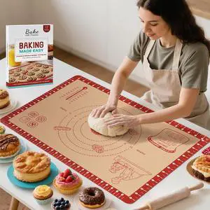 Silicone Baking Mat with Recipes, Extra Thick Silicone Mats for Baking, Non Stick Pastry Mat for Rolling Dough, Silicone Macaron Baking Mat for Cookie,Bread,Pizza,Fondant Mat, Oven&Dishwasher Safe Silicone Baking Mat with Recipes, Extra Thick Silicone Mats for Baking, Non Stick Pastry Mat for Rolling Dough, Silicone Macaron Baking Mat for Cookie,Bread,Pizza,Fondant Mat, Oven&Dishwasher Safe