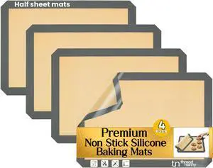 Silicone Baking Mats Half Sheet Non Stick for Oven Reusable 4 Pack - Thick Heavy Duty Silicone Baking Mat Cookie Sheet 1/2 Size for Macaron & Pastry - Half Size Rectangular Cooking Oven Liner Pad Silicone Baking Mats Half Sheet Non Stick for Oven Reusable 4 Pack - Thick Heavy Duty Silicone Baking Mat Cookie Sheet 1/2 Size for Macaron & Pastry - Half Size Rectangular Cooking Oven Liner Pad