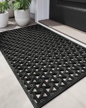 DEXI Front Door Mat Outside Entrance Rubber 24x36, Welcome Floor Doormat Heavy Duty Non Slip, Dirt Trapper Waterproof Exterior Entry Mats All Weather for Patio Entryway Drainage, Black DEXI Front Door Mat Outside Entrance Rubber 24x36, Welcome Floor Doormat Heavy Duty Non Slip, Dirt Trapper Waterproof Exterior Entry Mats All Weather for Patio Entryway Drainage, Black