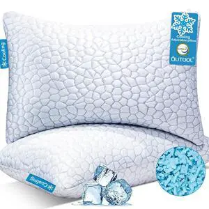 QUTOOL Cooling Pillow for Sleeping, CertiPUR-US Shredded Memory Foam King Pillows Set of 2, Cool Pillow for Hot Sleepers Adjustable Firm Pillow for Side, Back, Stomach Sleepers Soft Yet Support, White QUTOOL Cooling Pillow for Sleeping, CertiPUR-US Shredded Memory Foam King Pillows Set of 2, Cool Pillow for Hot Sleepers Adjustable Firm Pillow for Side, Back, Stomach Sleepers Soft Yet Support, White