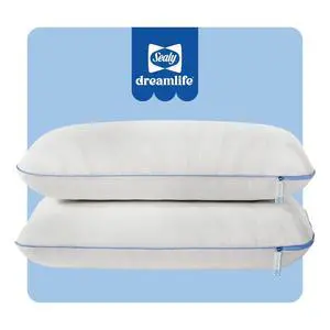 Sealy Dreamlife Queen Size Memory Foam Cooling Pillow with Surface Guard Technology, Removable Machine-Washable Cover, 1 Year Limited Warranty, White (2 Pack) Sealy Dreamlife Queen Size Memory Foam Cooling Pillow with Surface Guard Technology, Removable Machine-Washable Cover, 1 Year Limited Warranty, White (2 Pack)