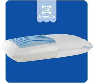Sealy Dreamlife King Size Memory Foam Cooling Pillow with SealyChill Cooling Gel, Removable Machine-Washable Cover, Made in the USA, White Sealy Dreamlife King Size Memory Foam Cooling Pillow with SealyChill Cooling Gel, Removable Machine-Washable Cover, Made in the USA, White