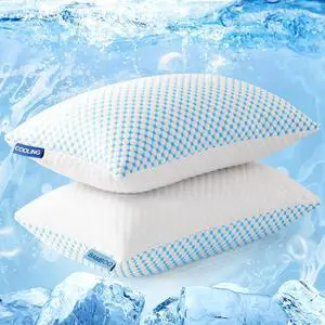EASELAND Firm Pillows Shredded Memory Foam with Adjustable Fill - King Size Set of 2, Removable Cooling Cover for Hot Sleepers, Cool Bed Pillow for Side Back Stomach Sleepers EASELAND Firm Pillows Shredded Memory Foam with Adjustable Fill - King Size Set of 2, Removable Cooling Cover for Hot Sleepers, Cool Bed Pillow for Side Back Stomach Sleepers