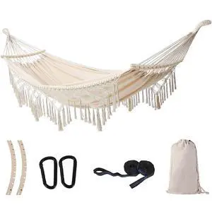 SXSEAGLE Hammock Hanging Swing Double Max 500lbs Macrame for Indoor Outdoor Patio Yard Garden (Black Gray) SXSEAGLE Hammock Hanging Swing Double Max 500lbs Macrame for Indoor Outdoor Patio Yard Garden (Black Gray)