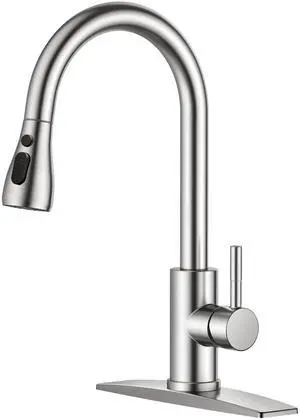 FORIOUS Kitchen Faucets with Pull Down Sprayer, Brushed Nickel, High Arc Single Handle Classic Stainless Steel Sink Faucet 1 or 3 Hole, Suitable for Farmhouse Camper Laundry Rv Bar FORIOUS Kitchen Faucets with Pull Down Sprayer, Brushed Nickel, High Arc Single Handle Classic Stainless Steel Sink Faucet 1 or 3 Hole, Suitable for Farmhouse Camper Laundry Rv Bar