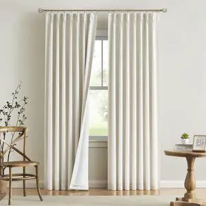 Vision Home Natural Pinch Pleated Full Blackout Curtains Linen Blended Room Darkening Window Curtains 95 inch for Living Room Bedroom Thermal Insulated Pinch Pleat Drapes with Hooks 2 Panel 40"Wx95"L Vision Home Natural Pinch Pleated Full Blackout Curtains Linen Blended Room Darkening Window Curtains 95 inch for Living Room Bedroom Thermal Insulated Pinch Pleat Drapes with Hooks 2 Panel 40"Wx95"L