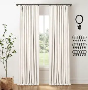 INOVADAY 100% Blackout Curtains for Bedroom, Black Out Curtains 102 Inch Long, Clip Rings Linen Blackout Drapes, Thermal Insulated Room Darkening for Living Room, 2 Panels - Beige,W50xL102 INOVADAY 100% Blackout Curtains for Bedroom, Black Out Curtains 102 Inch Long, Clip Rings Linen Blackout Drapes, Thermal Insulated Room Darkening for Living Room, 2 Panels - Beige,W50xL102