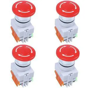 4X Red Mushroom Cap 1NO 1NC Emergency Stop Push Button Switch AC 660V 10A 4X Red Mushroom Cap 1NO 1NC Emergency Stop Push Button Switch AC 660V 10A