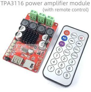 TPA3116 2*50W dual channel BT stereo module U disk TF card decoding stereo power amplifier module with remote control DC8-26V TPA3116 2*50W dual channel BT stereo module U disk TF card decoding stereo power amplifier module with remote control DC8-26V