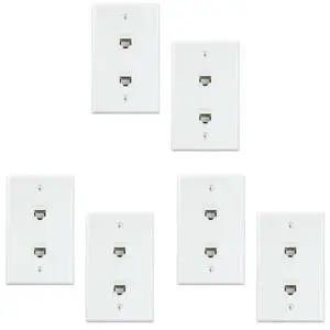 6 Pack 2 Port Ethernet Wall Plate, Cat6 Female To Female Wall Jack RJ45 Keystone Inline Coupler Wall Outlet, White 6 Pack 2 Port Ethernet Wall Plate, Cat6 Female To Female Wall Jack RJ45 Keystone Inline Coupler Wall Outlet, White