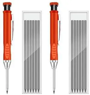 Solid Carpenter Pencil Set With 12 Refill Leads Built-In Sharpener Marking Tool Woodworking Deep Hole Mechanical Pencils Solid Carpenter Pencil Set With 12 Refill Leads Built-In Sharpener Marking Tool Woodworking Deep Hole Mechanical Pencils