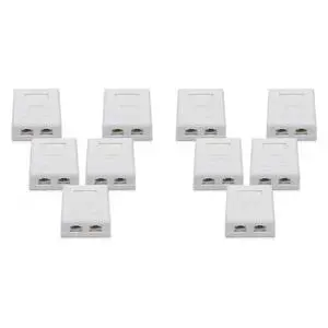 10X RJ45 Network Socket - Shielded Surface Mounted Double Wall Socket With CAT6A Ethernet LAN Cable Port 10X RJ45 Network Socket - Shielded Surface Mounted Double Wall Socket With CAT6A Ethernet LAN Cable Port