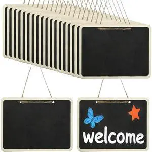 Pack Of 20 Double-Sided Chalkboard, 16 X 12 Cm, Blackboard With Wooden Frame, For Hanging, Blackboard With String Pack Of 20 Double-Sided Chalkboard, 16 X 12 Cm, Blackboard With Wooden Frame, For Hanging, Blackboard With String