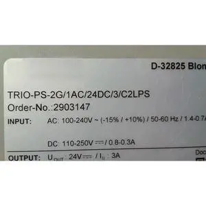 2903147 TRIO-PS-2G/1AC/24DC/3/C2LPS-2903147 TRIO POWER Supply 2903147 TRIO-PS-2G/1AC/24DC/3/C2LPS-2903147 TRIO POWER Supply