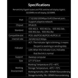 CF-P25 2.5Gbps High Speed Gaming PCI-E Network Card 10/100/1000Mbps RJ45 Port For Desktop Support WIN7/ 8/ 10 CF-P25 2.5Gbps High Speed Gaming PCI-E Network Card 10/100/1000Mbps RJ45 Port For Desktop Support WIN7/ 8/ 10