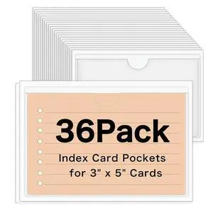 36 Pack 3" X 5" Index Card Holder Adhesive Plastic el Holders Clear Tote Bag els Stickers For Organizing 36 Pack 3" X 5" Index Card Holder Adhesive Plastic el Holders Clear Tote Bag els Stickers For Organizing