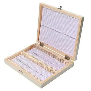 Microscope Slide Box Place Wooden Holder 100 Slots, Fits 8.98X7.4X1.4 Inch For Science And Experiments Microscope Slide Box Place Wooden Holder 100 Slots, Fits 8.98X7.4X1.4 Inch For Science And Experiments