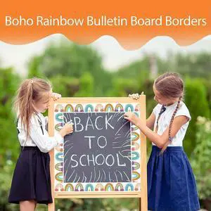 Boho Rainbow Bulletin Board Borders-Classroom Bulletin Wall Decor Border Straight Borders With Polka Dots And Hearts Boho Rainbow Bulletin Board Borders-Classroom Bulletin Wall Decor Border Straight Borders With Polka Dots And Hearts
