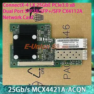 25Gb/s MCX4421A-ACQN ConnectX-4 LX 25GbE PCIe3.0 x8 Dual Port SFP28/SFP+/SFP CX4112A PC Network Card InfiniBand NIC 25Gb/s MCX4421A-ACQN ConnectX-4 LX 25GbE PCIe3.0 x8 Dual Port SFP28/SFP+/SFP CX4112A PC Network Card InfiniBand NIC