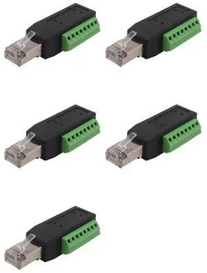 5X RJ45 Screw Terminal Connector RJ45 Solderless Male Plug To 8-Pin Terminal Block Adapter For Ethernet Cat5 /6/7 AV 5X RJ45 Screw Terminal Connector RJ45 Solderless Male Plug To 8-Pin Terminal Block Adapter For Ethernet Cat5 /6/7 AV