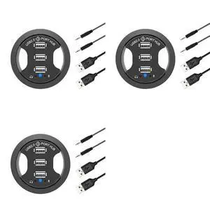 3X USB Hub USB 2.0 Desktop Grommet USB 2.0 Hub Audio Desk Mount Adapter 3 Port Mount In Desk Multi USB 2.0 Ports 3X USB Hub USB 2.0 Desktop Grommet USB 2.0 Hub Audio Desk Mount Adapter 3 Port Mount In Desk Multi USB 2.0 Ports