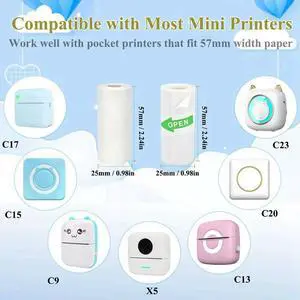 32 Rolls Mini Thermal Printer Paper, Including 12 Rolls Thermal Sticker Paper & 20 Rolls Thermal Plain Paper , 57X25mm 32 Rolls Mini Thermal Printer Paper, Including 12 Rolls Thermal Sticker Paper & 20 Rolls Thermal Plain Paper , 57X25mm