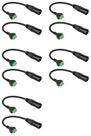 10Pack XLR Male To 3 Pin Terminal Solderless Screw Converter Cable For Studio Microphone,Speakers,Live Recording 10Pack XLR Male To 3 Pin Terminal Solderless Screw Converter Cable For Studio Microphone,Speakers,Live Recording