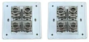 2X 4 Sockets CAT6A RJ45 Faceplate LAN Network Outlet Jack Shielded Ethernet Wall Panel Board 86X86mm 2X 4 Sockets CAT6A RJ45 Faceplate LAN Network Outlet Jack Shielded Ethernet Wall Panel Board 86X86mm