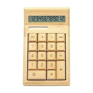 Bamboo Solar Electronic Calculator 12-Digit Large Display, Solar & Dual Power Desktop Counter Standard Function Bamboo Solar Electronic Calculator 12-Digit Large Display, Solar & Dual Power Desktop Counter Standard Function