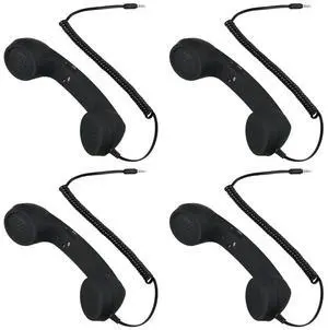4X Vintage Retro Telephone Handset Cell Phone Receiver MIC Microphone For Cellphone phone, 3.5 Mm Socket (Black) 4X Vintage Retro Telephone Handset Cell Phone Receiver MIC Microphone For Cellphone phone, 3.5 Mm Socket (Black)