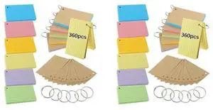 Flash Cards,1200 PCS Multicolor Index Cards Revision Cards With 6 Binder Rings,Kraft Paper Flashcards Lined Record Cards Flash Cards,1200 PCS Multicolor Index Cards Revision Cards With 6 Binder Rings,Kraft Paper Flashcards Lined Record Cards