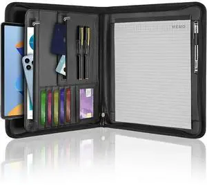 Leather Padfolio Portfolio Binder Organizer Professional Zipper Folder For A4 Letter Documents Notepad Portfolio Leather Padfolio Portfolio Binder Organizer Professional Zipper Folder For A4 Letter Documents Notepad Portfolio