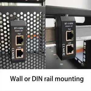 DIN Rail Single Port 2.5 Gigabit PoE Injector 802.3af/At/Bt Negotiation Up to 90W Output PoE++ for PTZ IP Camera DIN Rail Single Port 2.5 Gigabit PoE Injector 802.3af/At/Bt Negotiation Up to 90W Output PoE++ for PTZ IP Camera