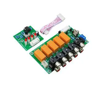Audio switching board 4-in-1-out relay control selection amplifier chassis audio source video signal microcontroller memory Audio switching board 4-in-1-out relay control selection amplifier chassis audio source video signal microcontroller memory