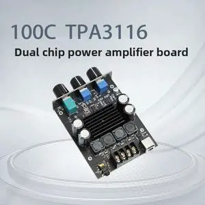 100C TPA3116 Dual Chip 2.0 Digital Tone 100W*2 High Power Class D Stereo HiFi Amplifier Board 100C TPA3116 Dual Chip 2.0 Digital Tone 100W*2 High Power Class D Stereo HiFi Amplifier Board